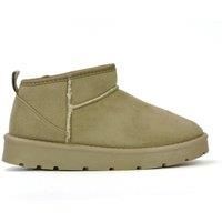 'Angelina' Flat Ultra Mini Ankle Boots with Faux Fur Insole