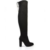 Womens Thigh High Boots Ladies Stretch Calf Above Knee Drawstring Shoes Size 3-8