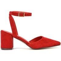 'Ronnie' Strappy Pointed Toe Mid Block Heel Sandals With Ankle Strap
