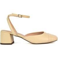 'Mavis' Low Mid Heel Square Toe Court Shoes With Ankle Strap