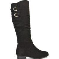 'Mia' Slouchy Flat Heel Knee High Boots With Buckle Detail