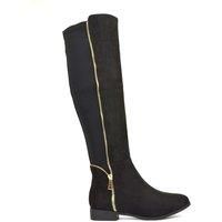 'Sutton' Zip Up Flat Heel Knee High Boots With Stretchy Calf
