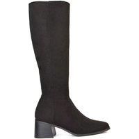 ESSEX GLAM Women/'s Square Toe Knee High Boots Low Heel Ladies Black Faux Suede Zip Calf Long Booties Size 4