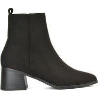 ESSEX GLAM Women/'s Low Heel Ankle Boots Ladies Block Heeled Square Toe Black Faux Suede Celsea Biker Booties Size 7