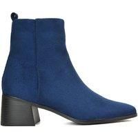 ESSEX GLAM Women/'s Low Heel Ankle Boots Ladies Block Heeled Square Toe Navy Faux Suede Celsea Biker Booties Size 6