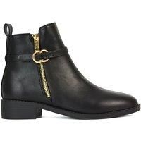 'Lorna' Flat Low Heel Ankle Booties With Decorative Buckle and Zip