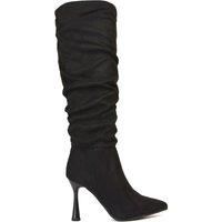 'Andi' Knee High Stiletto Heeled Ruched Pointed Toe Boots