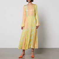 Never Fully Dressed Eliza Metallic Satin-Jacquard Maxi Dress - UK 6