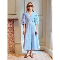 Vivere Mila Full Sleeve Stripe Dress - Blue