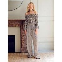 Vivere Nellie High Waist Palazzo Trouser - Brown