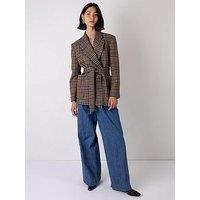 Vi.Ve.Re Wilma Check Belted Blazer -Multi/Brown