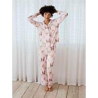Chelsea Peers Alpaca Print Long Pyjama Set - Pink
