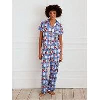 Chelsea Peers Short Crew Neck In Recyled Polyester - Blue Gingham