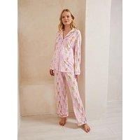 Chelsea Peers Chelsea Peers Button Up Long Maternity Pyjama Set - Pink