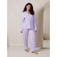 Chelsea Peers Button Up Long Set - Plain Lilac