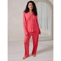 Chelsea Peers Button Up Long Pyjama Set - Bright Pink