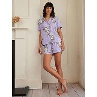 Chelsea Peers Chelsea Peers V Neck Button Up Short Set - Lotus Tiger