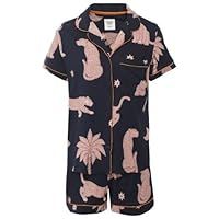 Chelsea Peers Midnight Leopard Short Pyjamas Colour : Navy, Size : 12