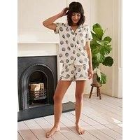 Chelsea Peers Short Sleeve Revere And Short Set In Recycled Polyester - Shell