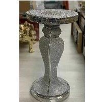 DEENZ End Table Style 5 Large 40X60Cm Crushed Diamond Crystal Sparkly Silver Mirrored Side Table