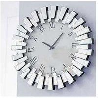 DEENZ 3D Round 60Cm Sunburst Mirrored Office Wall Clock Modern Living Room Badroom Decor