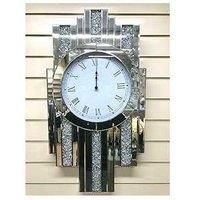 DEENZ Mirrored Crushed Jewel Crystal Diamond Mantel Clock Wall Clock Wall Hanging Home Decor 70x33cm