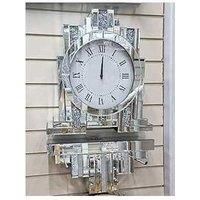 DEENZ Mirrored Crushed Crystal Diamond Mantel Clock Freestanding & Table Wall Shelf (Clock + Wall Shelf)