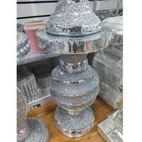 DEENZ Silver Side Table Crushed Diamond Glitter Mirrored Modern End Table Stands Bed Side Living Room Sparkle Luxury 40X60Cm (F067)