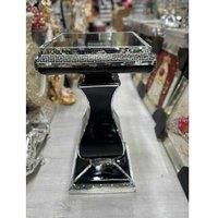 DEENZ Large Italian End Table 40X60Cm Mirrored Crystal Side Table Sparkly Home Decoration Living Room Hallway (Black F041)