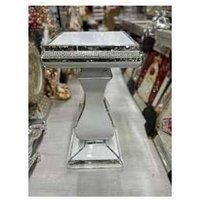 DEENZ Large Italian End Table 40X60Cm Mirrored Crystal Side Table Sparkly Home Decoration Living Room Hallway (White F042)
