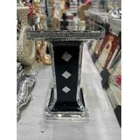 DEENZ Large Italian End Table 40X60Cm Mirrored Crystal Side Table Sparkly Home Decoration Living Room Hallway (Black F044)