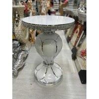 DEENZ Large Italian End Table 40X60Cm Mirrored Crystal Side Table Sparkly Home Decoration Living Room Hallway (White F047)