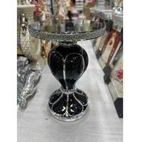 DEENZ Large Italian End Table 40X60Cm Mirrored Crystal Side Table Sparkly Home Decoration Living Room Hallway (Black F048)