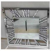 DEENZ Square Mirrored Crushed Crystal Wall Clock Loose Diamond Crystal Mirror Wall Silent Clock Chic Finishing Touch (40x40cm)