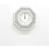 DEENZ 35×35Cm Crushed Crystal Diamond Filled Mirrored Wall Clock octagon Shape Roman Numbers Home Decoration