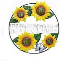 DEENZ Wall Art Welcome Hanging Decor Garden Ornaments Sculpture Steel For Christmas Halloween Home Decoration Indoor Outdoor Aesthetic Bedroom Living Room (Welcome Sunflower Sign)
