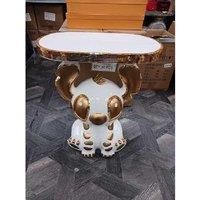 DEENZ X Large End Table Crushed Diamond Bling Ceramic Stitch Side Table Crystal Home Decor Living Room 60X50Cm (White Gold)