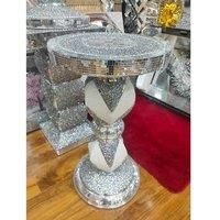 DEENZ Silver Side Table Crushed Diamond Glitter Mirrored Modern End Table Stands Bed Side Living Room Sparkle Luxury 40X60Cm (F 096)
