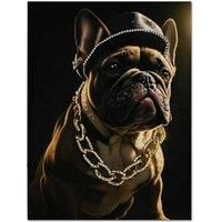 DEENZ Glossy Jewelled Street Style Dog Canvas Multicolour Wall Art Home Décor Badroom Living Room (Bull Dog)