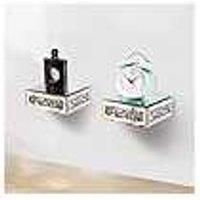 DEENZ Set of 4 Floating Wall Shelf Cubic Mirrored.Glamorous Crushed Diamond Crystals Wall Rack Glass Display Ledge of Trophy and Photo Frame Suitable for Living Room, Bathroom, 15.5 x 13.2 x 6 cm.