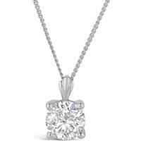 9ct White Gold 5mm Four Claw Cubic Zirconia Set Pendant (Chain Included)