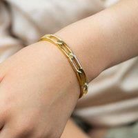 Hollow Cross Braided Zircon Chain Rhomb Design Wrist Bangle Bracelet