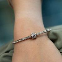 Stainless Steel Zircon Ball Crystal Round Fashion Open Bangle Bracelet