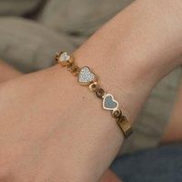 Three Heart Shape Zircon Couple Love Fashion Open Bangle Bracelet