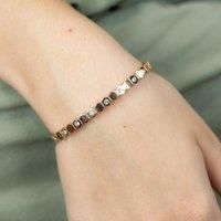 Slim Honeycomb Hexagonal Zircon Elegant Cutting Grain Bangle Bracelet