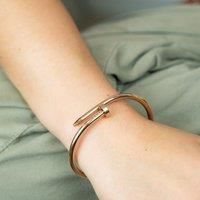 The Colourful Aura 18ct Plated Handmade Nail Luxury Cuff Arm Bangle Bracelet in Rose Gold