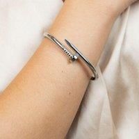 The Colourful Aura 18ct Plated Handmade Nail Luxury Cuff Arm Bangle Bracelet in Silver