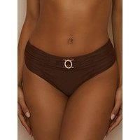 Moda Minx Amour High Waist Bikini Bottom - Brown