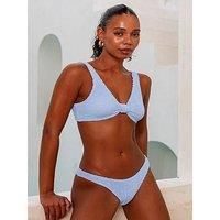 Moda Minx Scrunch Knot Bikini Top In Powder Blue