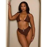 Moda Minx Curve Amore Triangle Bikini Top In Coffee - Brown